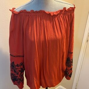 Women's Off-Shoulder Blouse - Red